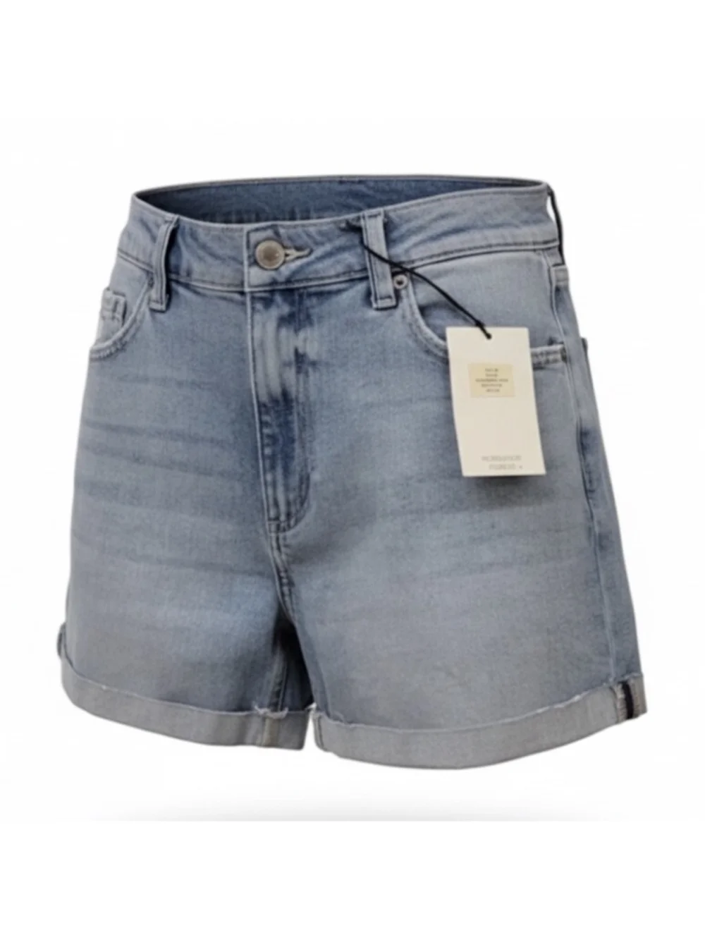 Cosmic Blue Love Distressed Denim Shorts Raw Hem Mid-Rise Summer Size 28